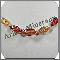 AMBRE - Collier Facet - Ovales de 15  20 mm - Bicolore - 72 cm - L011