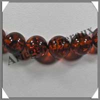 AMBRE - Collier Perles 12 mm - Caramel Fonc - 49 cm - M001