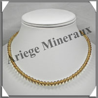 AMBRE - Collier Perles 5 mm - Caramel Clair - 43 cm - L001