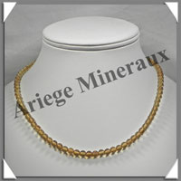 AMBRE - Collier Perles 5 mm - Caramel Clair - 43 cm - L003
