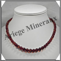 AMBRE - Collier Perles 5  8 mm en Dgrad - Caramel Fonc - 45 cm - L005