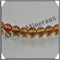 AMBRE - Collier Perles 6 mm - Caramel Clair - 43 cm - C001
