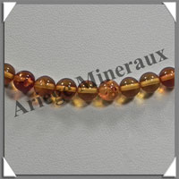 AMBRE - Collier Perles 6 mm - Caramel Clair - 43 cm - C002