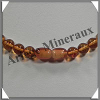 AMBRE - Collier Perles 7 mm - Caramel Clair - 43 cm - C001