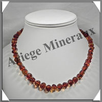 AMBRE - Collier Perles Baroques - Caramel - 46 cm - L003