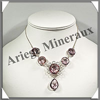 AMETHYSTE Cristallise - Collier Argent - 6 Pierres Facetes - 42 cm - P008