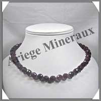 AMETHYSTE Fonce - Collier Perles Facetes 10 mm - 44 cm - A001