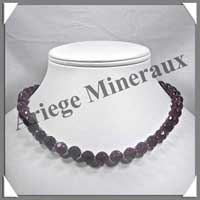 AMETHYSTE Fonce - Collier Perles Facetes 10 mm - 44 cm - A002