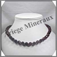 AMETHYSTE Fonce - Collier Perles Facetes 10 mm - 44 cm - A005