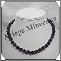 AMETHYSTE Fonce - Collier Perles Facetes 10 mm - 45 cm - A007