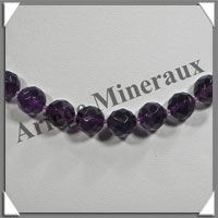 AMETHYSTE Fonce - Collier Perles Facetes 10 mm - 45 cm - A007