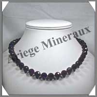 AMETHYSTE Fonce - Collier Perles Facetes 10 mm - 46 cm - C001