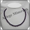 AMETHYSTE Fonce - Collier Perles Facetes 8 mm - 45 cm - C002 Uruguay