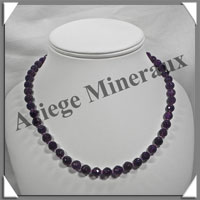 AMETHYSTE Fonce - Collier Perles Facetes 8 mm - 45 cm - C002