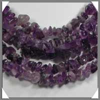 AMETHYSTE Fonce - Collier Baroque - 5 Rangs de Nuggets - 39 cm - M001