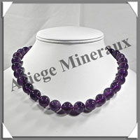 AMETHYSTE Fonce - Collier Perles 12 mm - 48 cm - M002