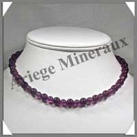 AMETHYSTE - Collier Perles 6 et 8 mm en altern - 43 cm - C003