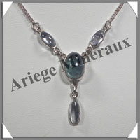 APATITE Cristallise - Collier Argent - 4 Cabochons - 42 cm - P001