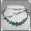 AVENTURINE - Collier Compos - Carrs en Dgrad et Perles 8 mm - 45 cm - M001 Brsil