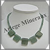 AVENTURINE - Collier Compos - 5 Carrs 20x20 mm et Perles 6 mm - 49 cm - M004 Brsil