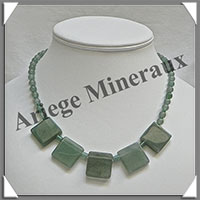 AVENTURINE - Collier Compos - 5 Carrs 20x20 mm et Perles 6 mm - 49 cm - M004
