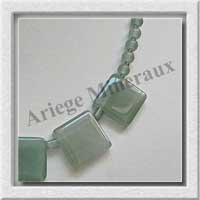 AVENTURINE - Collier Compos - 5 Carrs 20x20 mm et Perles 6 mm - 50 cm - M005
