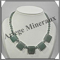 AVENTURINE - Collier Compos - 5 Carrs 20x20 mm et Perles 6 mm - 45 cm - M007