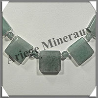 AVENTURINE - Collier Compos - 5 Carrs 20x20 mm et Perles 6 mm - 45 cm - M007