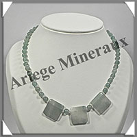 AVENTURINE - Collier Compos - 3 Carrs 20x20 mm et Perles 6 mm - 45 cm - M008