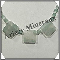 AVENTURINE - Collier Compos - 3 Carrs 20x20 mm et Perles 6 mm - 45 cm - M008