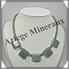 AVENTURINE - Collier Compos - 5 Carrs 20x20 mm et Perles 6 mm - 45 cm - M009 Brsil