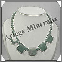 AVENTURINE - Collier Compos - 5 Carrs 20x20 mm et Perles 6 mm - 45 cm - M009