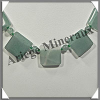 AVENTURINE - Collier Compos - 5 Carrs 20x20 mm et Perles 6 mm - 45 cm - M009