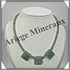AVENTURINE - Collier Compos - 3 Carrs 20x20 mm et Perles 6 mm - 46 cm - M010 Brsil