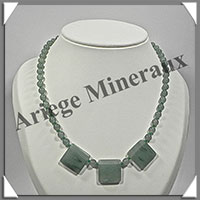 AVENTURINE - Collier Compos - 3 Carrs 20x20 mm et Perles 6 mm - 46 cm - M010