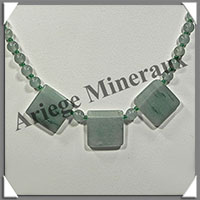 AVENTURINE - Collier Compos - 3 Carrs 20x20 mm et Perles 6 mm - 46 cm - M010