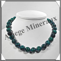 AZURITE CHRYSOCOLLE - Collier Perles 14 mm - 47 cm - M001