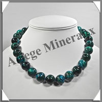 AZURITE CHRYSOCOLLE - Collier Perles 16 mm - 46 cm - M004