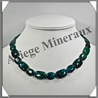 AZURITE CHRYSOCOLLE - Collier Compos - Rectangles et Ovales 15x10 mm en altern - 45 cm - M001