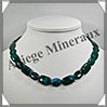 AZURITE CHRYSOCOLLE - Collier Compos - Rectangles et Ovales 15x10 mm en altern - 45 cm - M002 Afrique du Sud