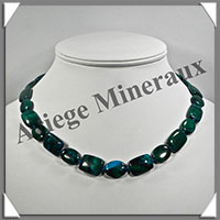 AZURITE CHRYSOCOLLE - Collier Compos - Rectangles et Ovales 15x10 mm en altern - 45 cm - M002