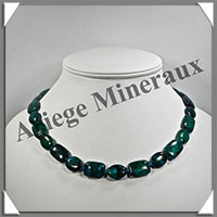 AZURITE CHRYSOCOLLE - Collier Compos - Rectangles et Ovales 15x10 mm en altern - 45 cm - M003