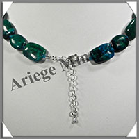 AZURITE CHRYSOCOLLE - Collier Compos - Rectangles et Ovales 15x10 mm en altern - 45 cm - M003