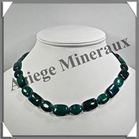 AZURITE CHRYSOCOLLE - Collier Compos - Rectangles et Ovales 15x10 mm en altern - 45 cm - M004