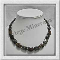 BRONZITE - Collier Compos - Rectangles et Ovales 16x12 mm alterns - 45 cm - C003