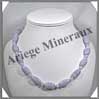 CALCEDONE BLEUE - Collier Compos - Tonnelets 16x11 mm - 48 cm - C001 Namibie