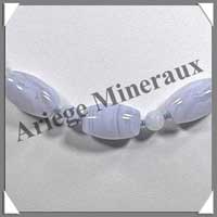 CALCEDONE BLEUE - Collier Compos - Tonnelets 16x11 mm - 48 cm - C001