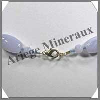 CALCEDONE BLEUE - Collier Compos - Tonnelets 16x11 mm - 48 cm - C001