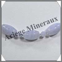 CALCEDONE BLEUE - Collier Compos - Tonnelets 16x11 mm - 46 cm - C002