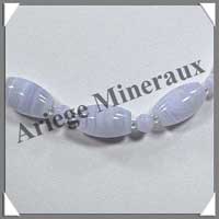 CALCEDONE BLEUE - Collier Compos - Tonnelets 16x11 mm - 46 cm - C003